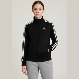 Adidas Black and White Full Zip Long Sleeve Track Jacket